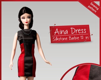 1. PDF Pattern Straight Dress Barbie and Silkstone, 12 inch (30 cm), in ENGLISH, Sewing Pattern and Tutorial Fashion Doll clothes