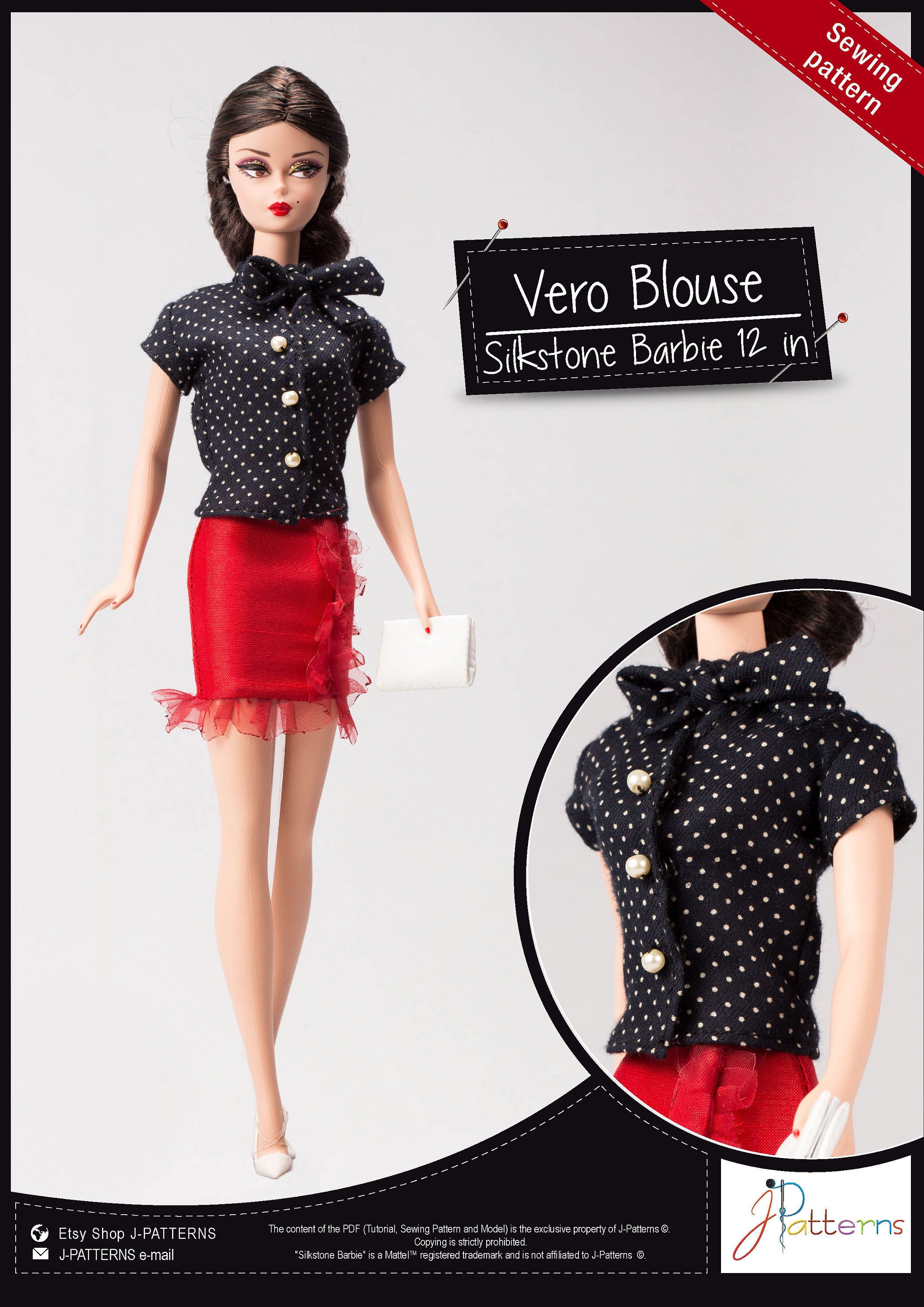 50. PDF Pattern Blouse Barbie and Silkstone Barbie 12 | Etsy