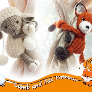 Lamb and Fox Pattern - Curtain Tieback - crochet sheep - crochet lamb - Crochet Fox