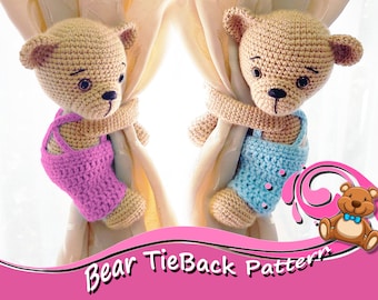 PDF Bear Pattern - Amigurumi - Curtain Tie back - crochet bear