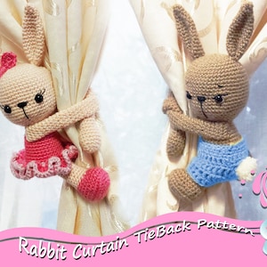 Rabbit Boy&Girl Pattern - Curtain Tieback - Crochet Rabbit