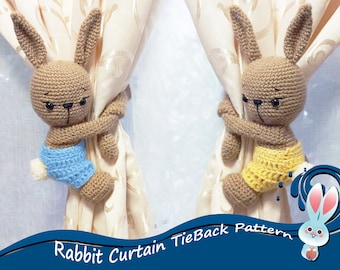 Patrón de conejo para niño: sujeta cortinas: conejo de crochet