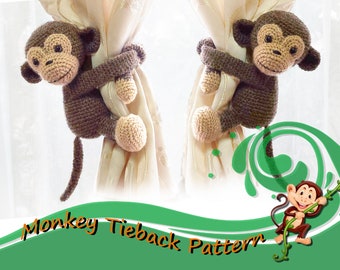 PDF Monkey Pattern - Amigurumi - Curtain Tie back - crochet Monkey