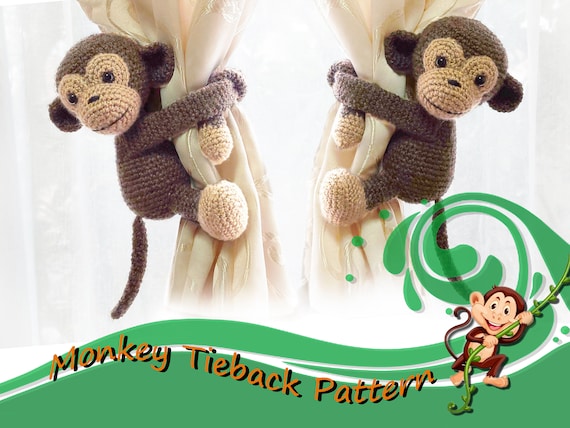 PDF Monkey Pattern - Amigurumi - Curtain Tie back - crochet Monkey