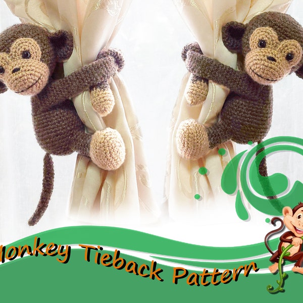 PDF Affe Häkelanleitung - Amigurumi - Vorhang Raffhalter - Affe gehäkelt