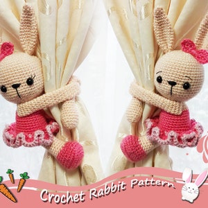 Rina Ballerina Bunny Pattern - Curtain Tie back - Crochet Rabbit