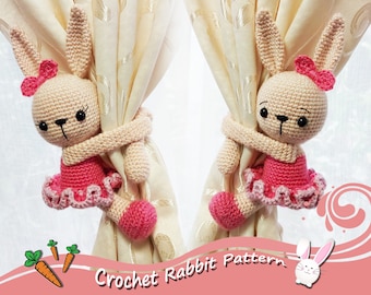 Rina Ballerina Bunny Pattern - Curtain Tie back - Crochet Rabbit