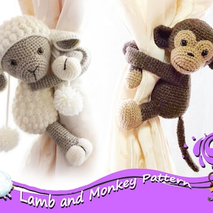 Lamb and Monkey Pattern Crochet Lamb Crochet Monkey image 1