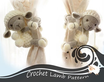 NEW!! Lamb Curtain TieBack -  Sheep - Amigurumi - Tieback - Lamb - crochet sheep - crochet lamb -doll  Toy Stufed animal - Bayby Shower