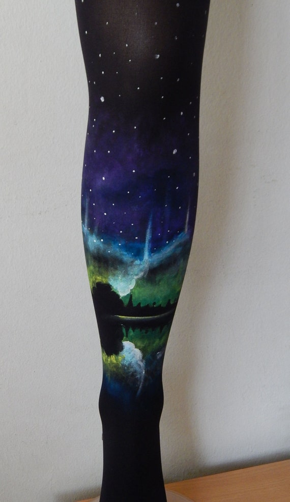 Aurora Borealis, Painted Leggings, Painted Tights, Aurora Borealis