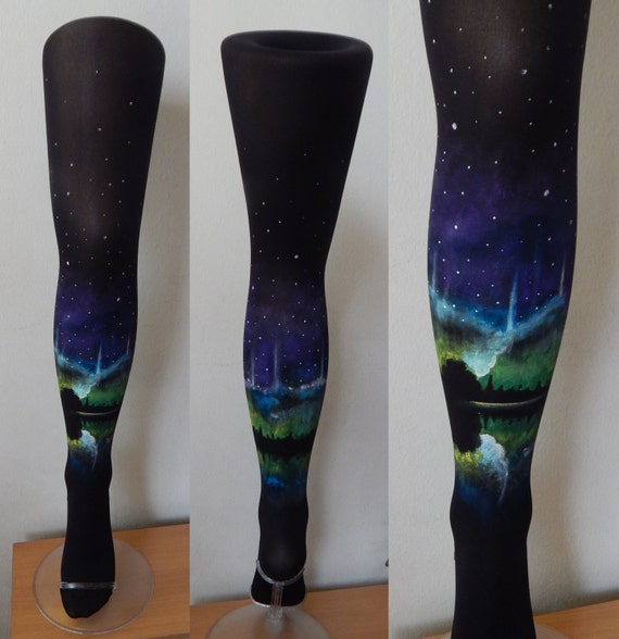 Aurora Borealis, Painted Leggings, Painted Tights, Aurora Borealis