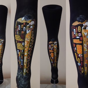Klimt Kiss Design, Klimt Fashion, Klimt Leggings, Collant dipinti a mano, Art Design, Art Fashion, Collant dipinti, Leggings dipinti