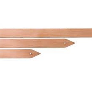 May include: Three wooden plant markers in varying lengths. Each marker is a light brown color with a pointed end and a hole for hanging. The markers are arranged horizontally against a white background.