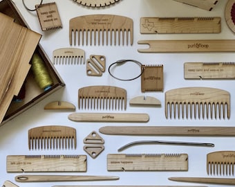Purl & Loop Weaving Accessories - Stick Shuttles, Pick Up Sticks, Weaving Needles