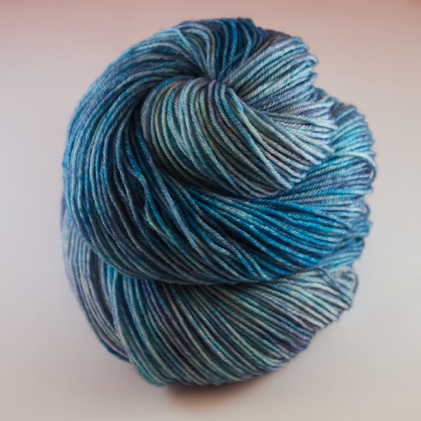 Hand Dyed Sock Yarn, hand dyed wool, tonal sock yarn, nylon sock yarn, blue, turquoise