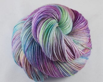 Hand Dyed Sock Yarn, hand dyed wool, variegated sock yarn, nylon sock yarn, pink, purple, green, blue, yellow,