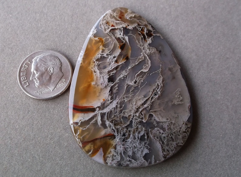 Fine Designer Open Delicate Lacey Moss Agate Pearshape Cabochon from Oregon