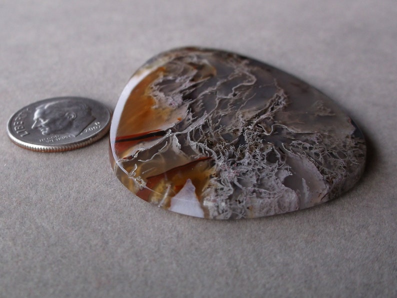 Fine Designer Open Delicate Lacey Moss Agate Pearshape Cabochon from Oregon