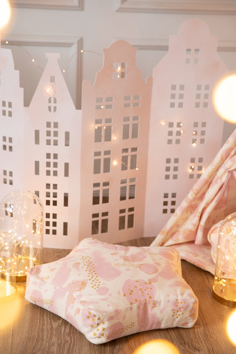 Perfect Christmas gift! Gold Hearts Star Pouf Beanbag Pouf Kids Sitting