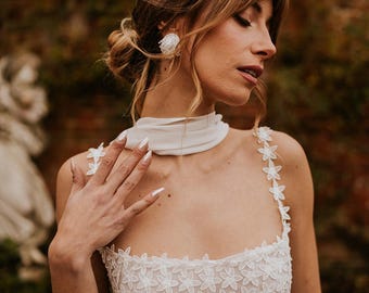 Marguerite | Floral Embroidery and Chiffon Wedding Gown
