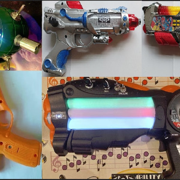 Gunstruments - Minigun Circuit Bent / Mitrailleuse jouet / Grenade à main / Pistolet laser