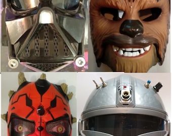 Circuit Bent Darth Vader, Darth Maul, Mandalorian & Chewbacca Star Wars Noise Masks