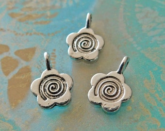 Glue On Bails 15x11mm, Silver Tone Bails Flower Shaped, Make your Own Pendants with Glue On Bails, Silver Flower Bails