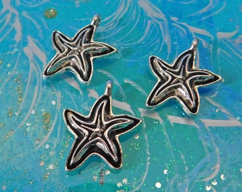 Starfish Charms 22x16mm, Tibetan Silver Starfish Charms, Small Starfish Pendant, Marine Life Findings, Ocean Life Charms, Nautical Charms