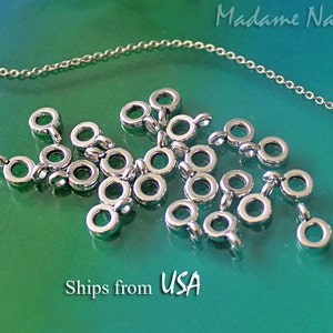 WHOLESALE Small Silver Bails 50/100pc, Silver Tone Simple Ring Spacer Beads with Bail, Charm Holder Bail fits 3mm Cord, Silver Simple Bail image 1