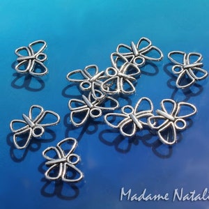 WHOLESALE Butterfly Charms(50), Tibetan Silver Outline Butterfly Charms, Insect Jewelry Findings, Butterfly Bracelet Charms