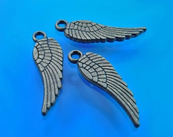 Angel Wing Charms 17x5mm (12) Bronze Tone, Double Sided, Tiny Angel Wings, Angel Wing Findings, Small Wing Charms, Angel Wings