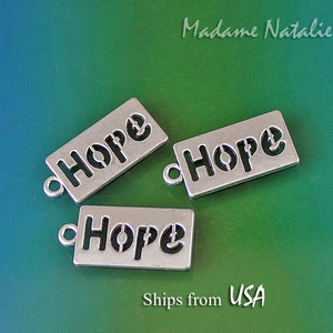 Silver Tone HOPE Word Charms - 10 pcs