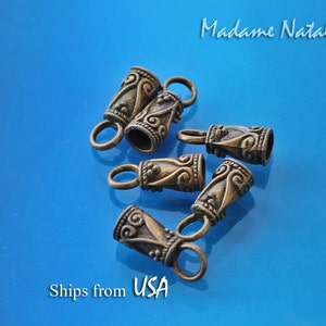 Antiqued Bronze Cord End Caps: 3mm Leather Bracelet Stoppers (10 pc)
