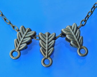 WHOLESALE Leaf Pendant Bails (50), Bronze Tone Bail with Leaf Design, Charm Holder Bail Hole 7x2mm, Fits 1.5mm Cord, Bail for Pendants