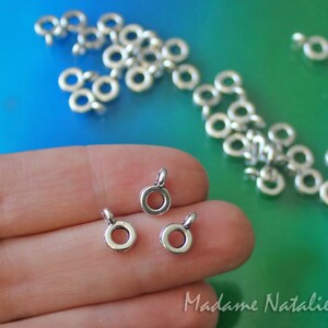WHOLESALE Small Silver Bails 50/100pc, Silver Tone Simple Ring Spacer Beads with Bail, Charm Holder Bail fits 3mm Cord, Silver Simple Bail image 4
