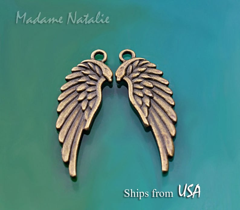WHOLESALE Angel Wing Charms 30 Antiqued Bronze Angel Wing Etsy