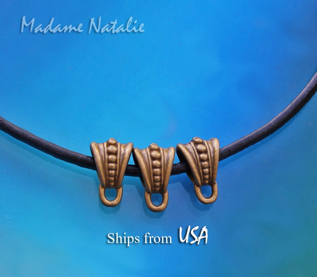 Pendant Bails 10PC, Tibetan Bronze Dotted Bail, Charm Holder Bail with