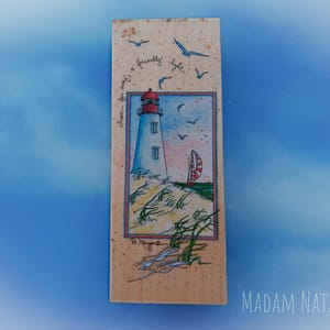 Vintage Stamp, &quot;Friendly Light&quot; Rubber Stamp Lighthouse Beach Seagulls, preowned, looks like a new one, SEA LANDSCAPE STAMPS