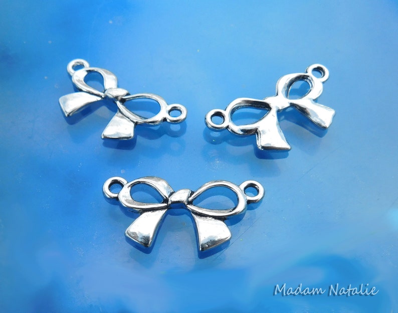 Bow-knot Connectors 22x12mm 10 Beauty Supplies Connectors Decorative Connectors Bow Connectors Tibetan Silver Bow Knots Charms