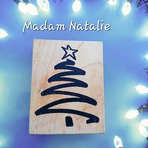 VINTAGE CHRISTMAS TREE Rubber Mounted Stamp, Holiday Stamp Drawing Style, Artistic Christmas Tree for Christmas Cards and Crafts