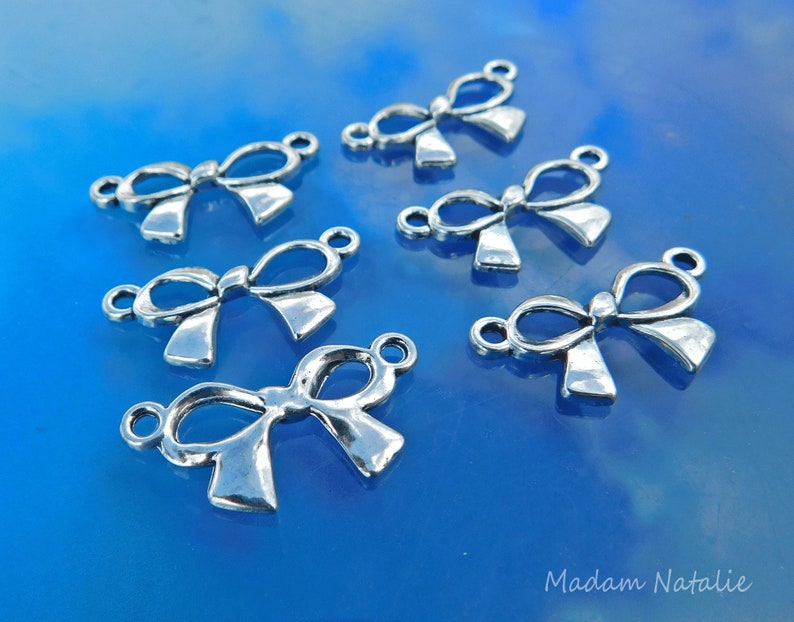 Bow-knot Connectors 22x12mm 10 Beauty Supplies Connectors Decorative Connectors Bow Connectors Tibetan Silver Bow Knots Charms