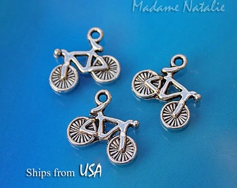 Bicycle Charms 14x15mm, Tibetan Silver Little Bike Charms, Miniature Bicycle, Sport Theme Charms,  Transportation Theme Charms, Tiny Bike