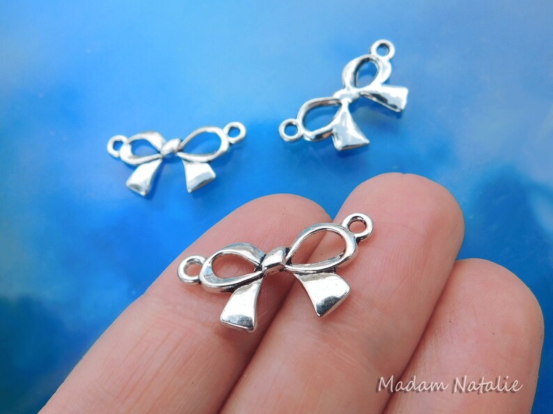 Bow-knot Connectors 22x12mm 10 Beauty Supplies Connectors Decorative Connectors Bow Connectors Tibetan Silver Bow Knots Charms