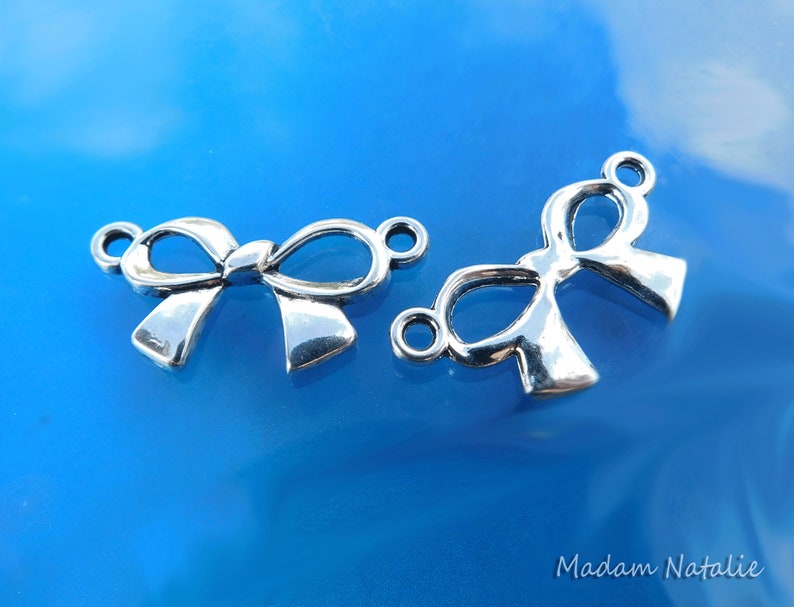 Bow-knot Connectors 22x12mm 10 Beauty Supplies Connectors Decorative Connectors Bow Connectors Tibetan Silver Bow Knots Charms