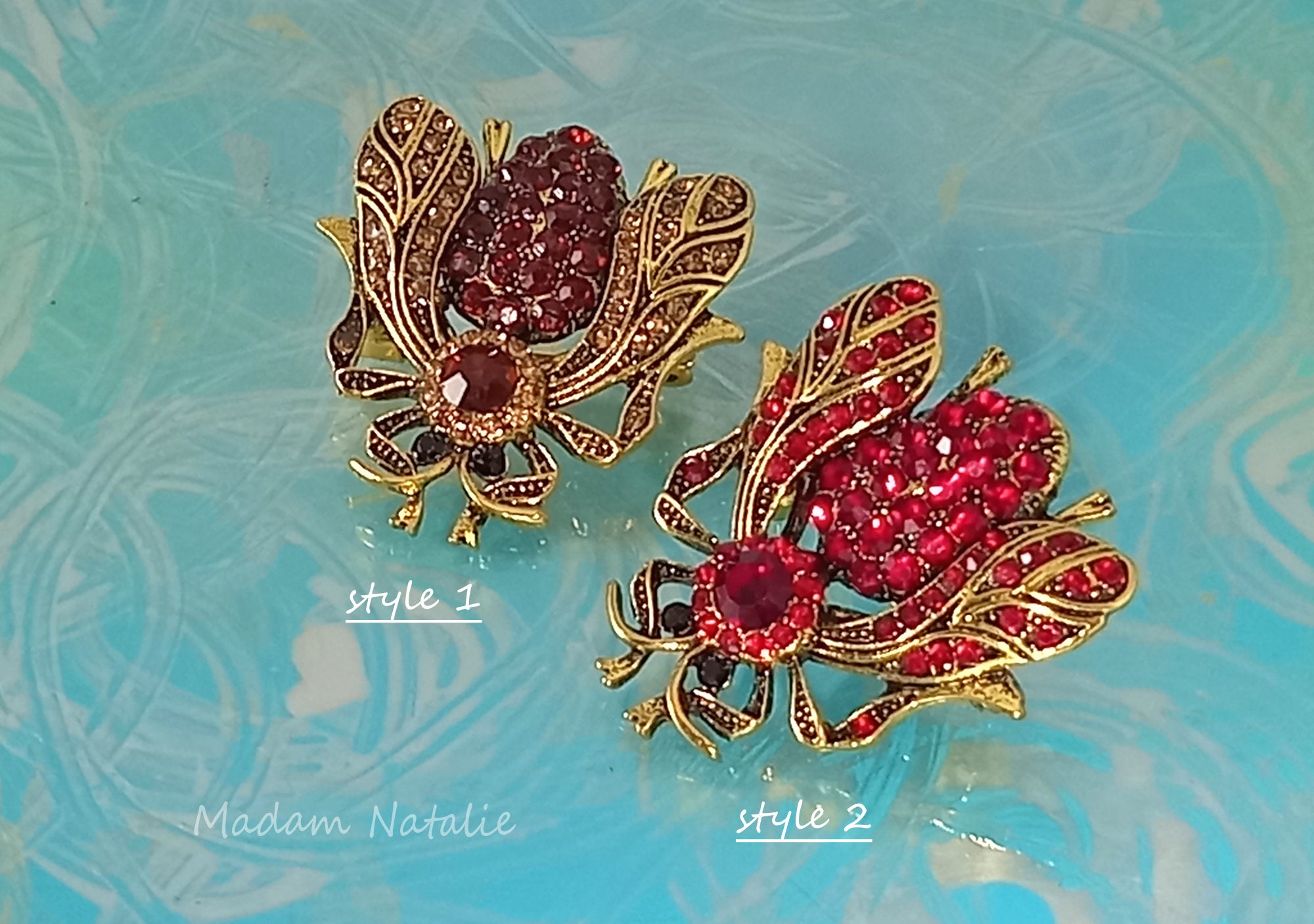 Red Crystal Bee Pin - Etsy display picture 2