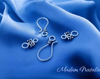 Antique Silver Hook and Eye Clasp: Zinc Alloy Jewelry (10 Sets)