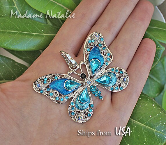 Rhinestone shop butterfly necklace