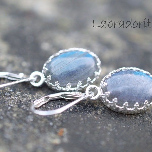 Boucles d’oreilles Flashy Blue Labradorite, Boucles d’oreilles Silver Dangle, Boucles d’oreilles Bezel Set Drop, Grey Blue Jewellery, Present for Her, Best Friend Gift