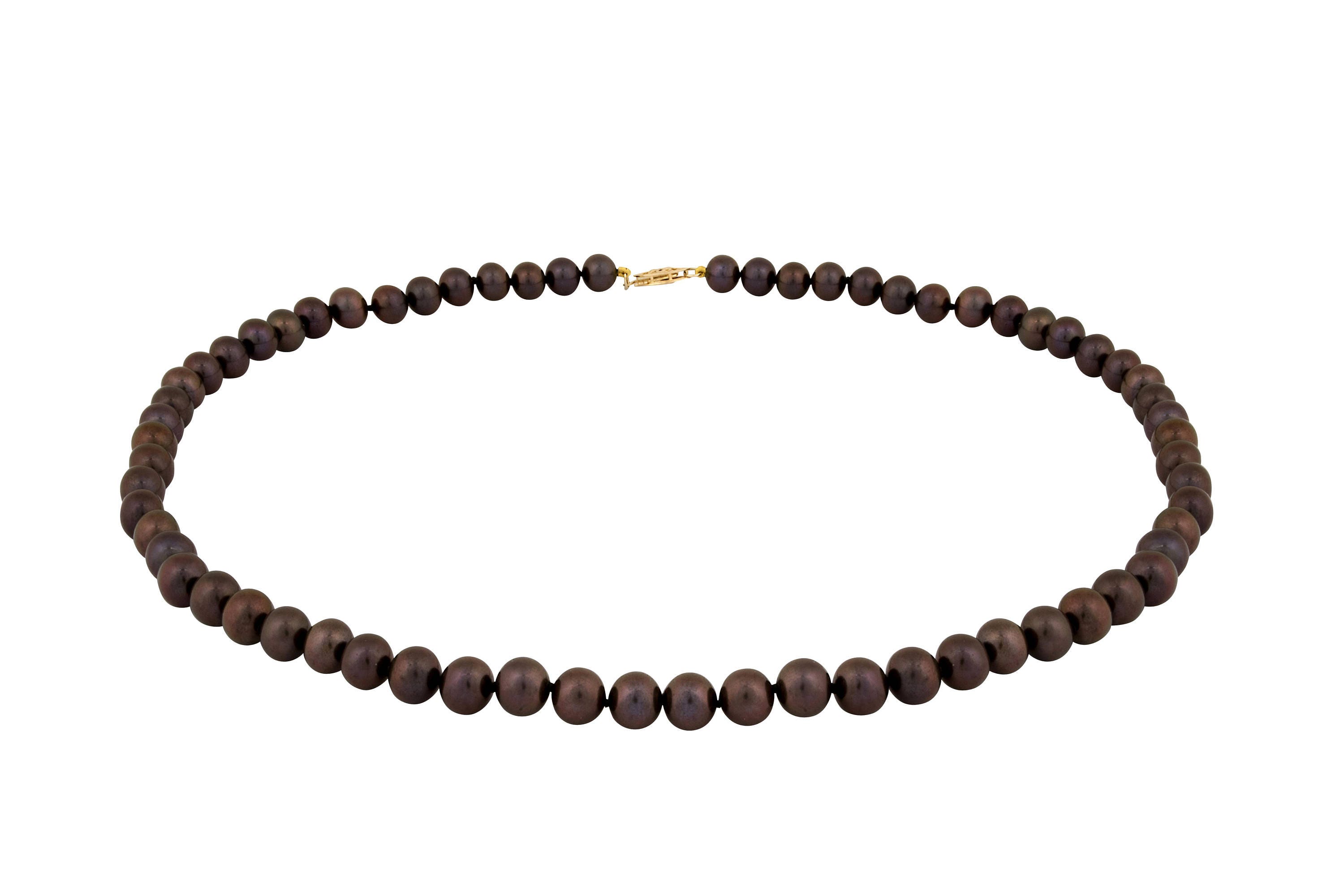 Beautiful Chocolate Freshwater Pearl Necklace & 14K Gold clasp
