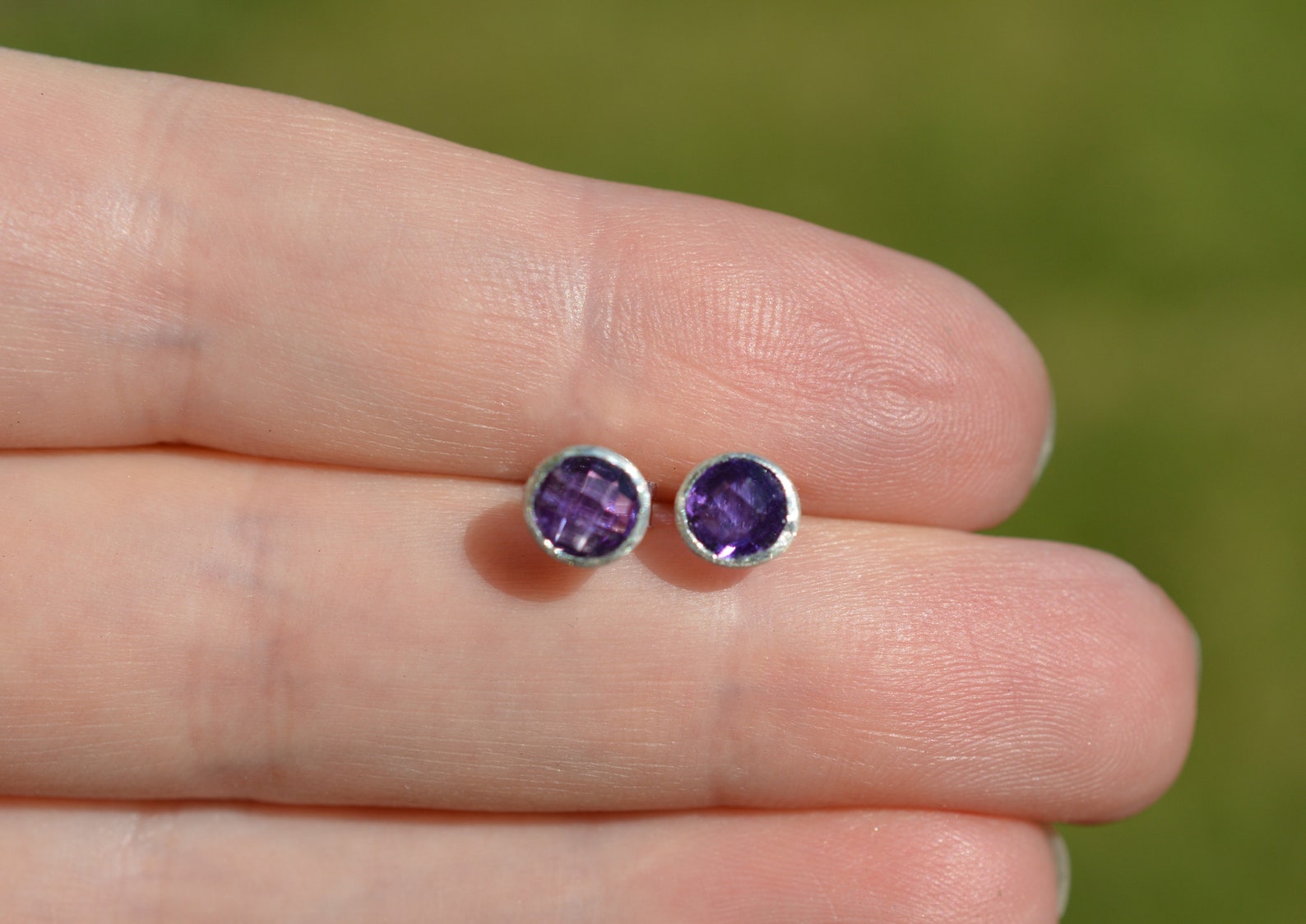 Tiny amethyst stud earrings Clearance